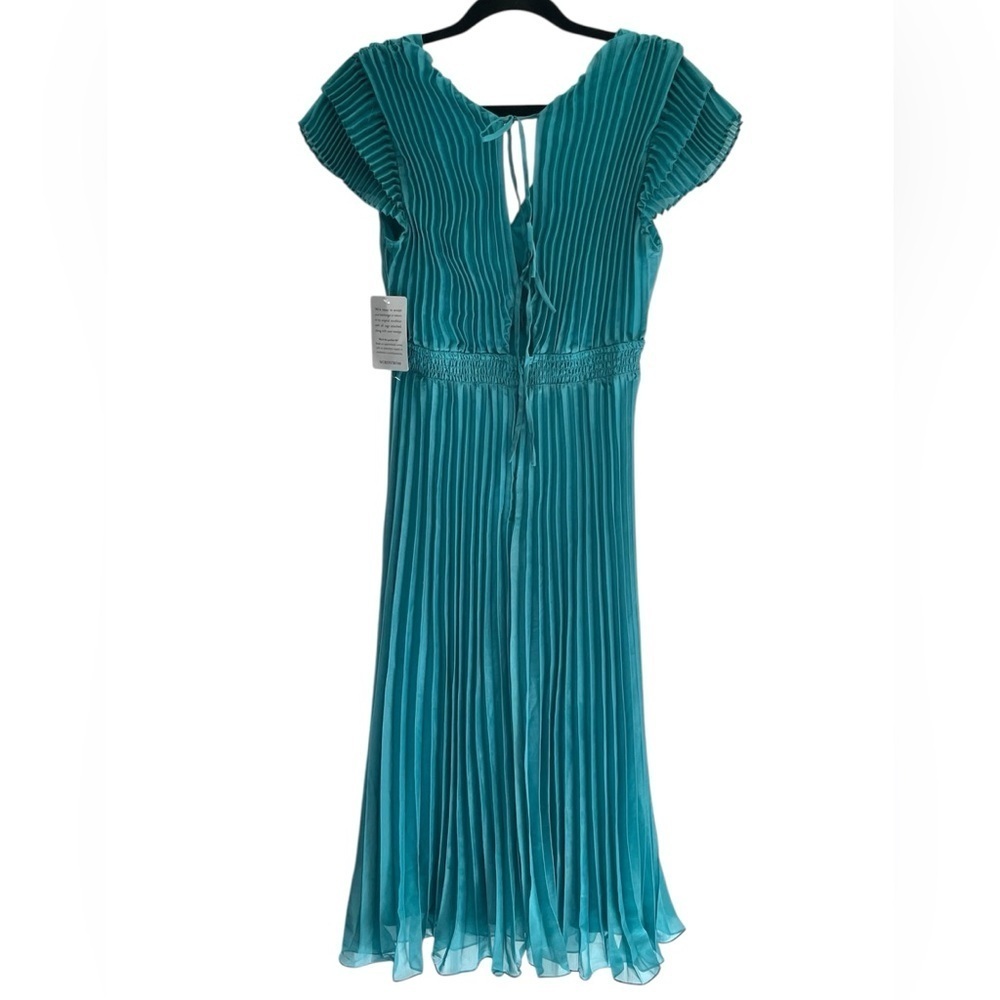 Adelyn Rae Daisy Pleated Tie Back Midi Dress In Teal - Picture 4 of 7
